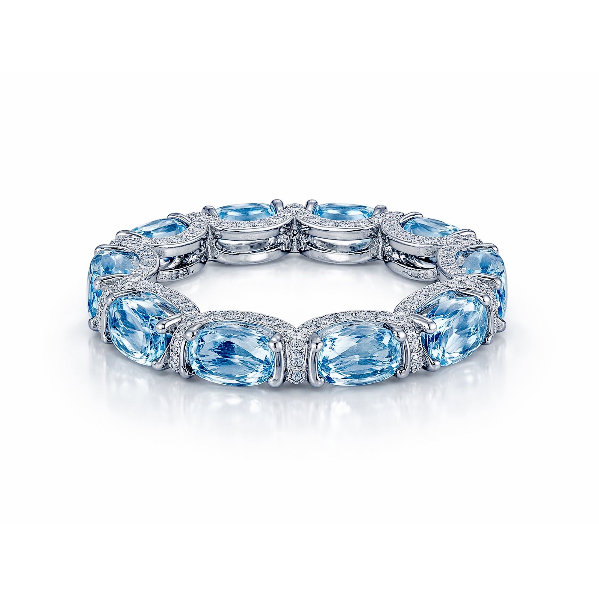 Orope's StarRiver Aquamarine Ferris Ring |  Made with 925 Pure Sterling Silver | Aquamarine Crystals