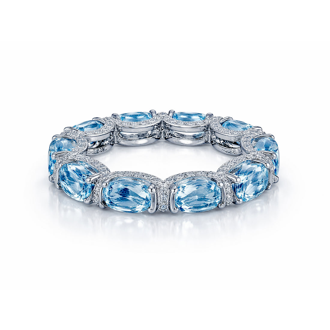Orope's StarRiver Aquamarine Ferris Ring |  Made with 925 Pure Sterling Silver | Aquamarine Crystals