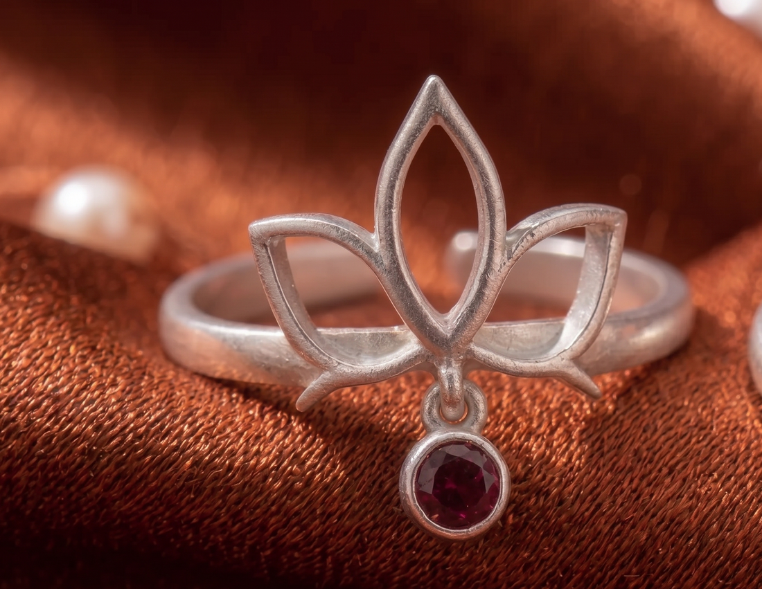 red stone toe ring silver
