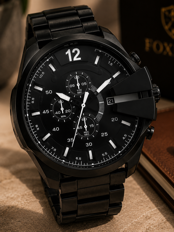 all black wrist watch