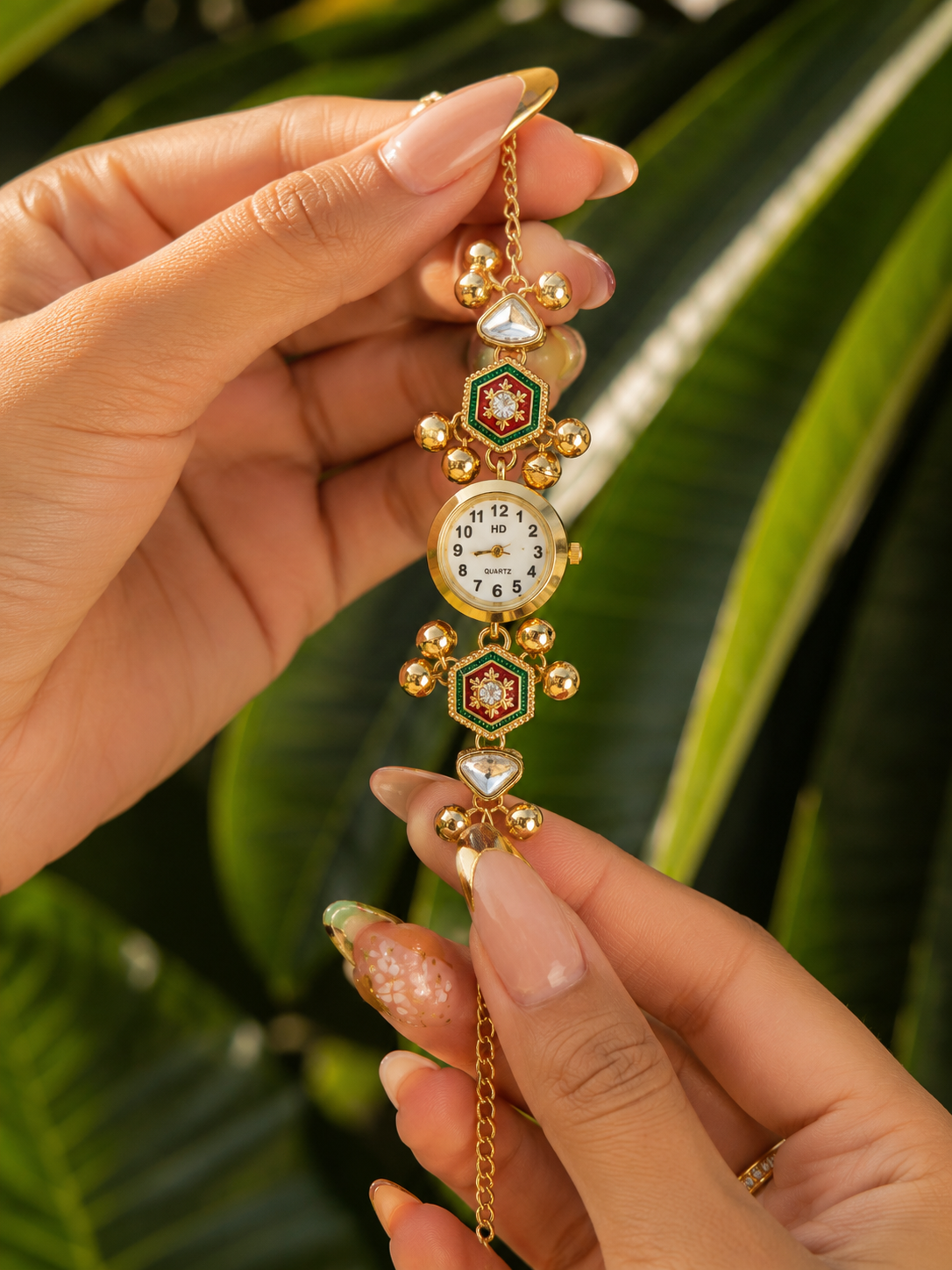 hexagon meenakari watch