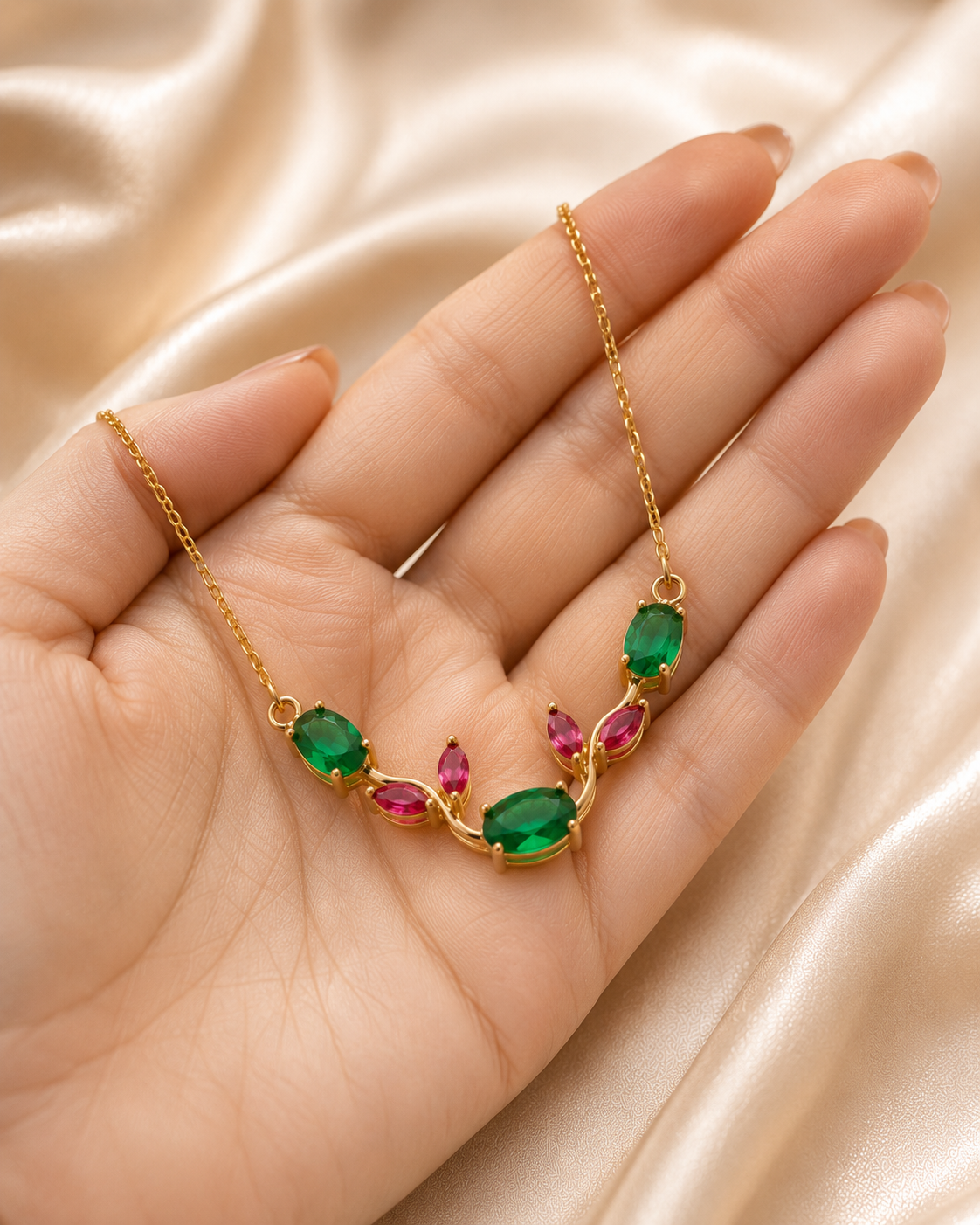 emerald leaf necklace